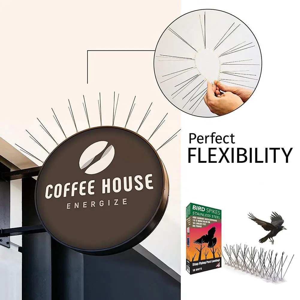 

5pcs/set 50CM Stainless Steel Bird Spikes For Pigeons And Other Small Birds Fence Security Control Deterrent Kit Dropshipping