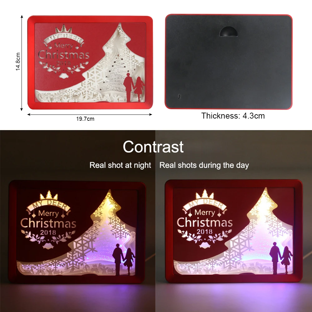 

Christmas light shadow paper carved table lamps DIY creative birthday gift small lamp table light