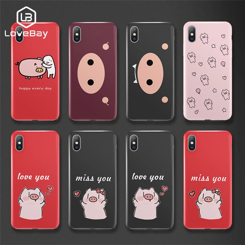 Lovebay простой личности милый 3D Свинья Нос мобильный телефон чехол для iPhone 6 S 7 8 Plus X 5