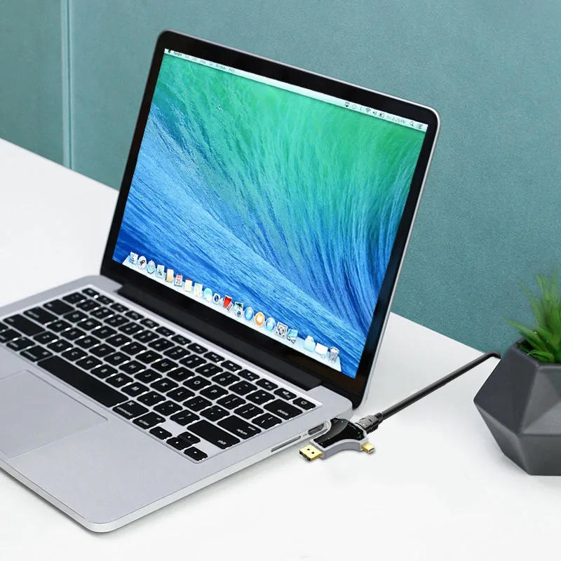 3 в 1 Многофункциональный преобразователь поддерживает 4K DP + Mini USB C к HDMI x 2K