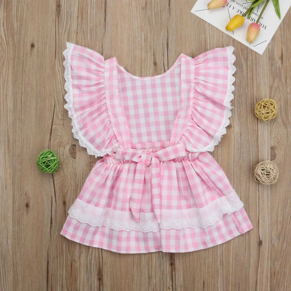 2019 Summer Children Girls Dress Ruffles Sleeve Lace Plaid Princess Pageant Party Dresses Sundress Clothes 2-7Y | Детская одежда и