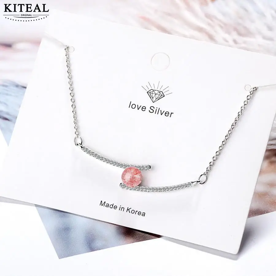 Женские ожерелья и кулоны с серебряным покрытием KITEAL 925 простые клубничным