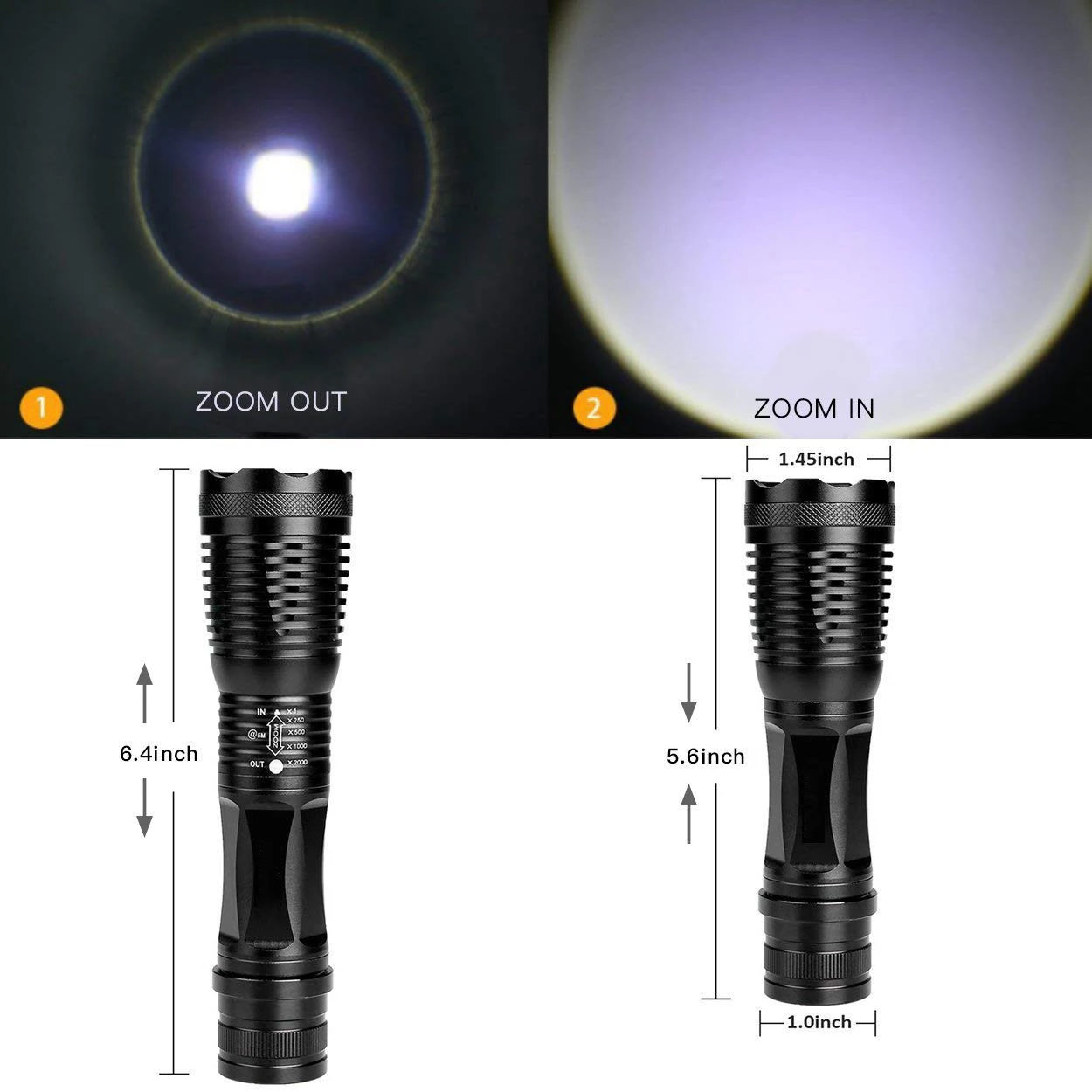 LED Flashlight Super Bright 800-1200 lumen T6 Portable Adjustable Focus 5 Modes Flashligh | Бытовая техника