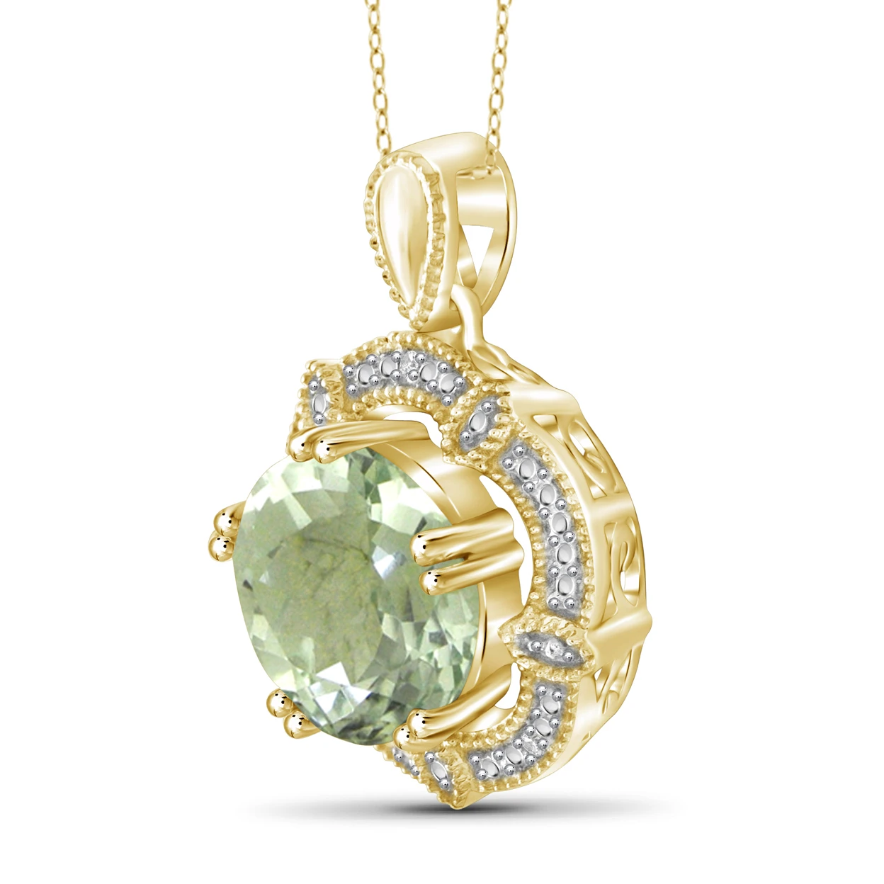 Jewelonfire 3 1/2 карат T. g. w. Зеленый фиолетовый камень и белый прозрачный акцент золотой