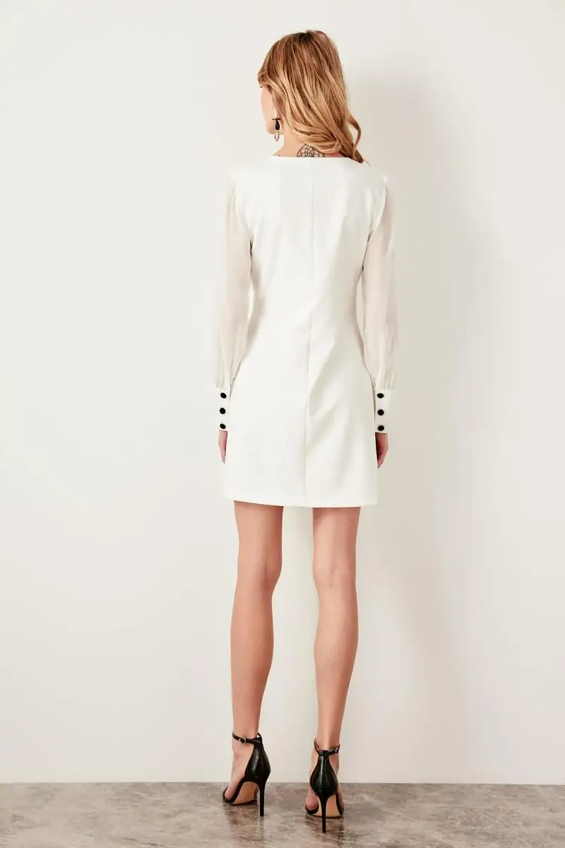 Trendyol White Button Detail Dress TWOSS19BB0263 | Женская одежда