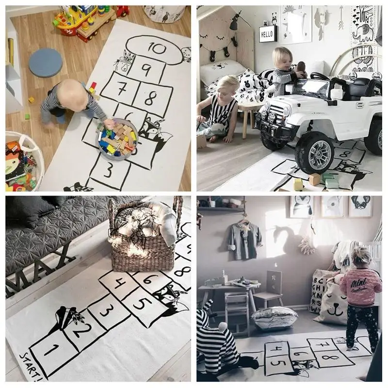 Детские противоскользящие игровые коврики детские прыжки сетки цифровой пол