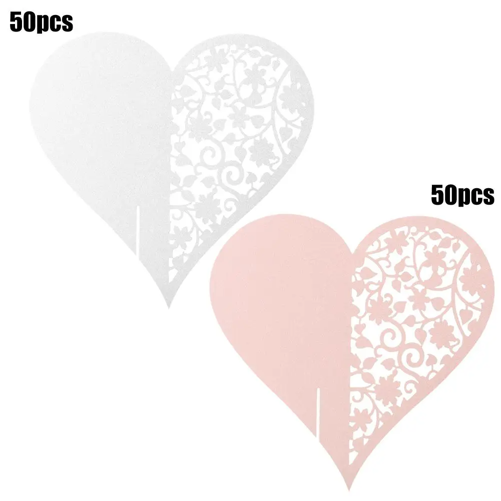 Hot Sale 50pcs Wedding Decoration Heart Shape Hollow Name Place Cards For Wine Glass Table Garlands | Дом и сад