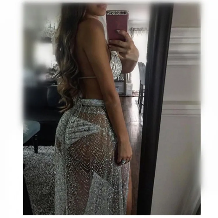 Женская Клубная юбка с блестками Boho Длинная пляжная 2019 | одежда