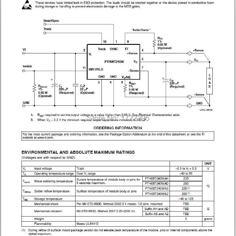 PTH08T240WAD PTH08T240W неизолированный широкий выход регулируемый силовой модуль для