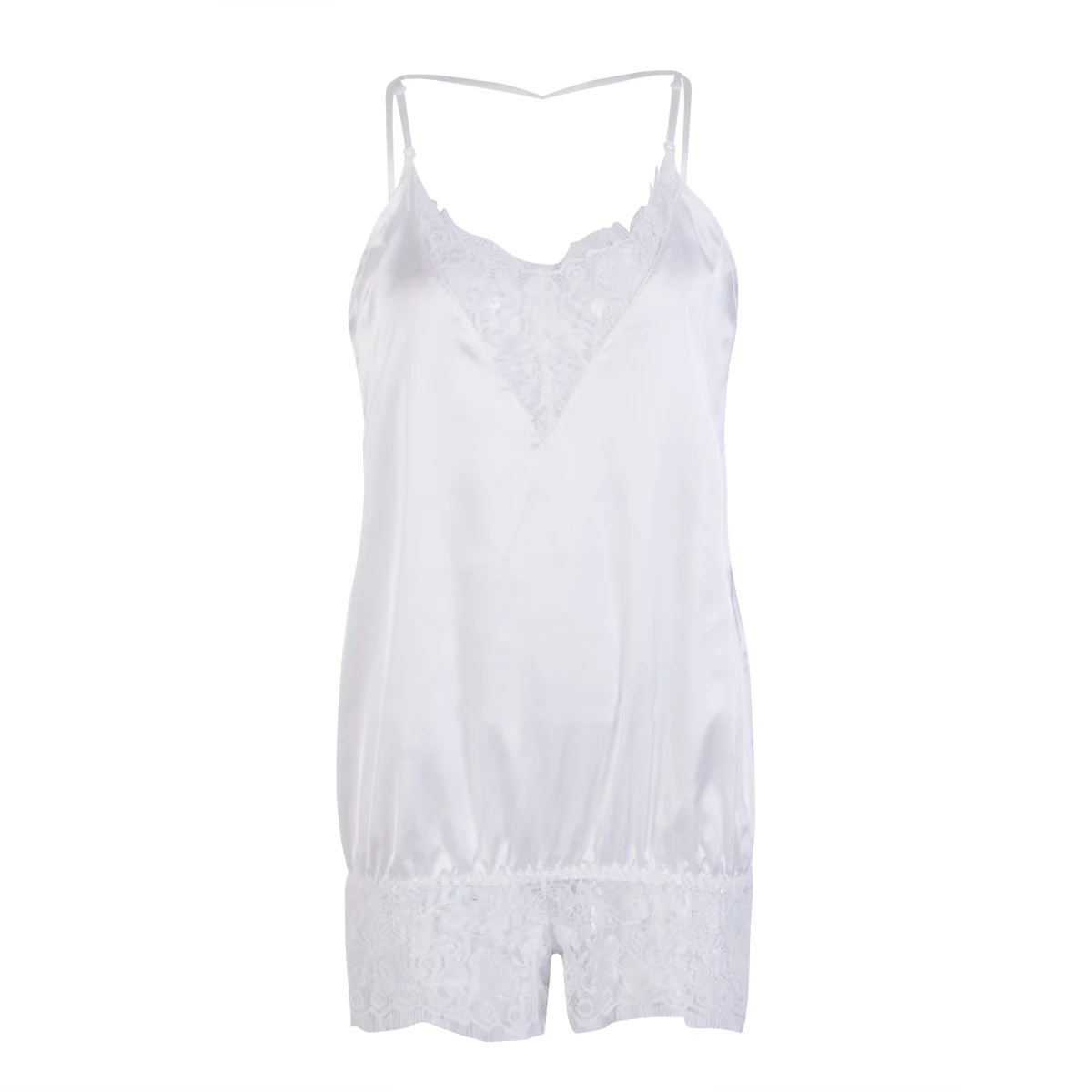 

Women's Girls Solid Sexy Lingerie Sleeveless V Neck Lace Babydoll Summer Underwear Nightwear Sleepwear Bodysuit