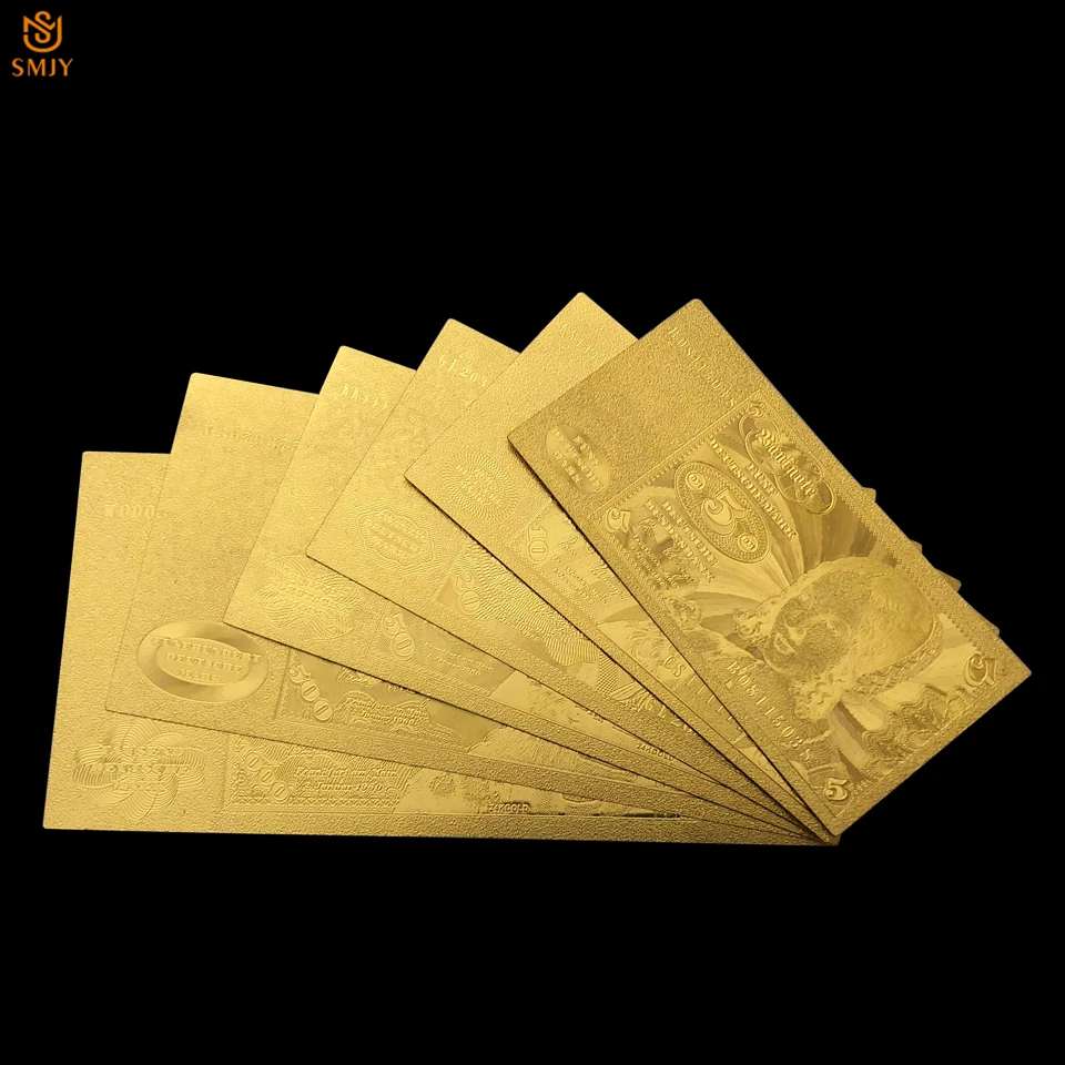 6 шт./лот домашние украшения немецкая Золотая банкнота 5/10/20/50/500/1000 Mark 999 9 фольга