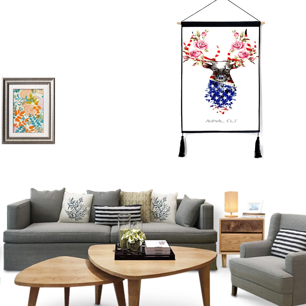 Стены прокрутки гобелен олень Роза дома стены искусства украшения фото фон ткань