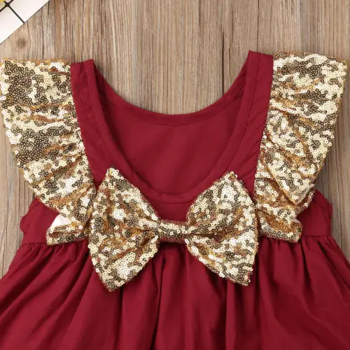 New Summer Cute Baby Girls Ruffle Sequin Sleeve Bodysuit Dress Party Pageant Clothes Babygrows Outfit 0-24M | Детская одежда и