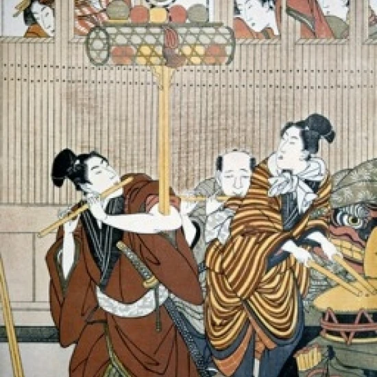 Таможня года: новогодние жонглеры Utagawa Toyokuni (1769 1825 японский) плакат печать