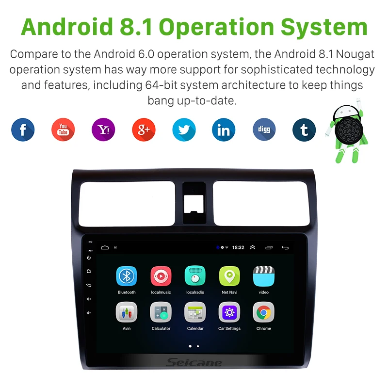 Seicane автомобильный Android 8 1 HD стерео 10 &quotGPS навигатор радио плеер для Suzuki Swift 2005 2010