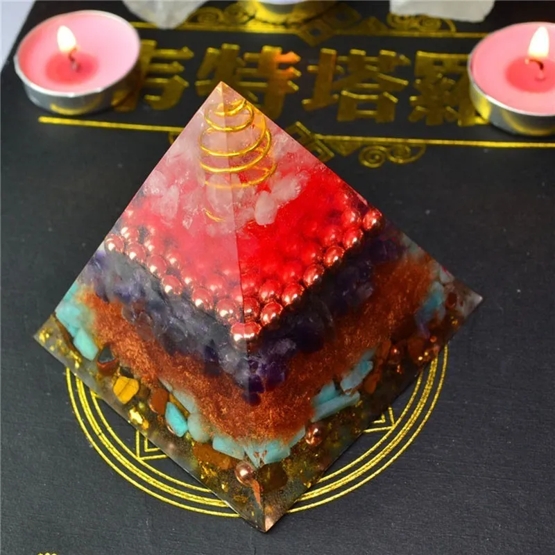 Хрустальная рунистая Пирамида Aurora Orgonite украшение фэн-шуй ручной работы