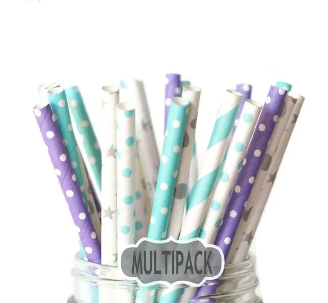25pcs/lot Paper Straws For Kids Birthday Wedding Decoration Event Party Christmas Supplies Creative Mixed Colors Free Shipping | Дом и сад