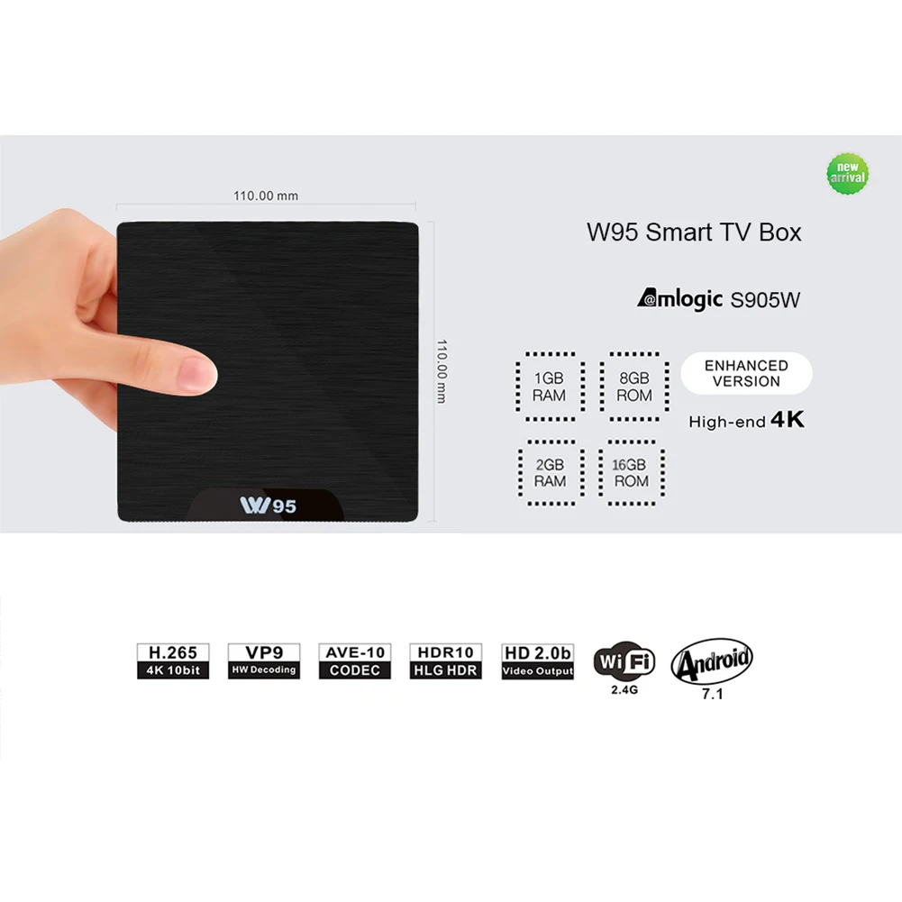 Beelink W95 ТВ-приставка Android 7 1 Amlogic S905W четырехъядерный Rom телеприставка 2 4G Wifi Hdmi 0 3D H.265