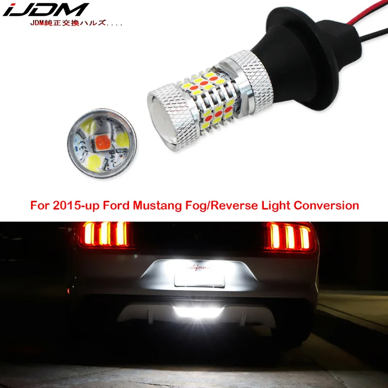 iJDM Red/White LED 3156 led T25 for 2015-up Ford Mustang and 2011-2014 Chevrolet Volt 4th brake light/Rear Fog Lamp/Back up 12V