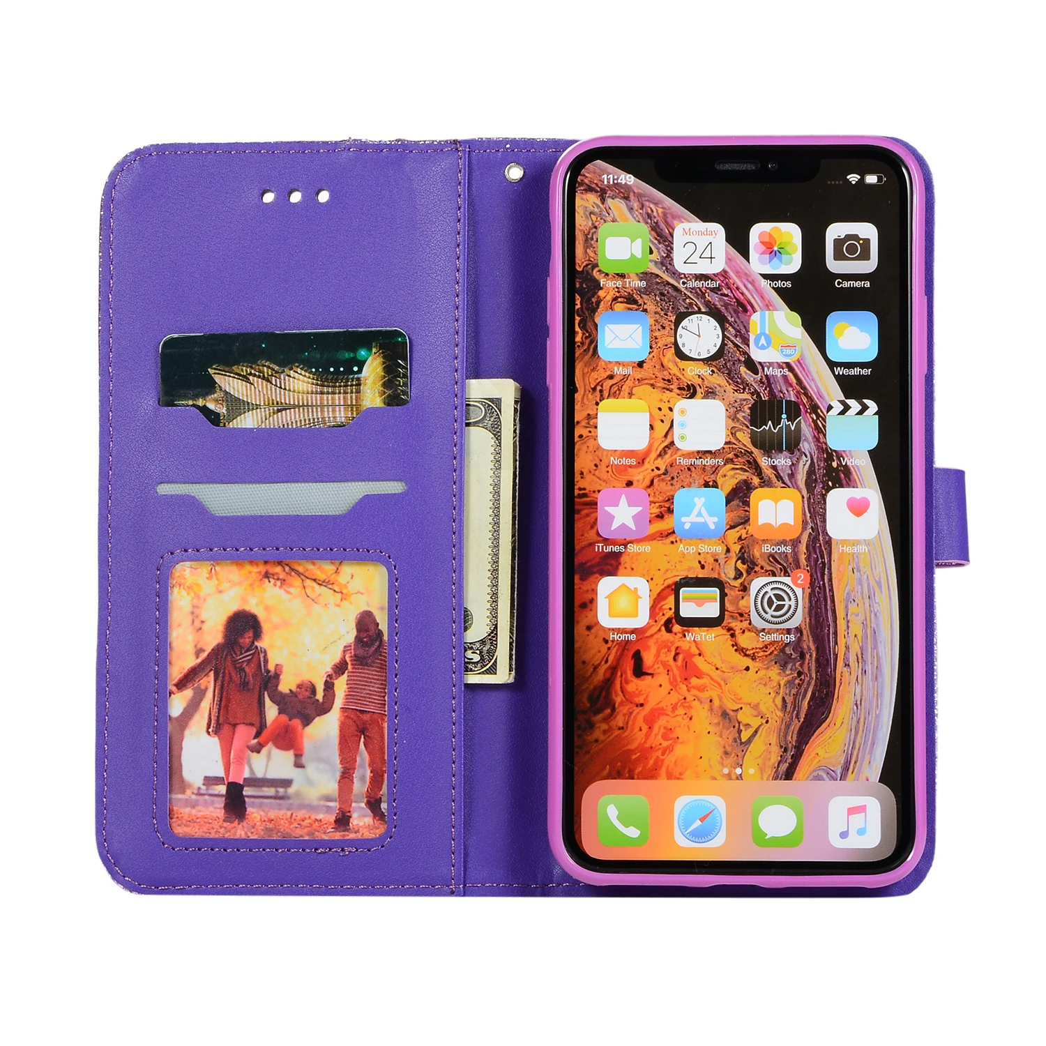 KISSCASE блестящий кожаный чехол бумажник для iPhone SE 5S 6 7 8 Plus 6s XS MAX X XR Роскошный тонкий