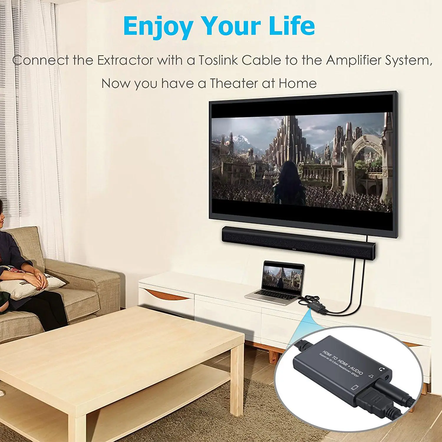 4K HDMI аудио экстрактор к и оптический TOSLINK SPDIF + 3 5 мм стерео сплиттер HDCP 1 4 DAC Digital to A|
