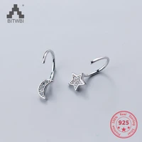 new style 925 sterling silver creative simple cute classical zircon moonstar stud earring for women jewelry