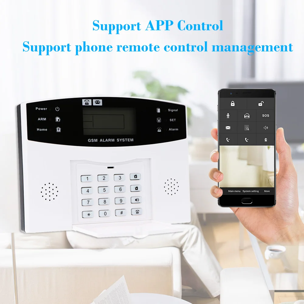 

Wireless GSM SMS Home Burglar Security Alarm System Detector Sensor Kit Phone App Remote Control