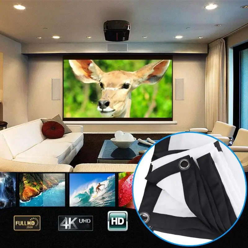 Портативный 60/72/84/100/120 дюймов 3D HD настенный проекционный экран холст 16:9
