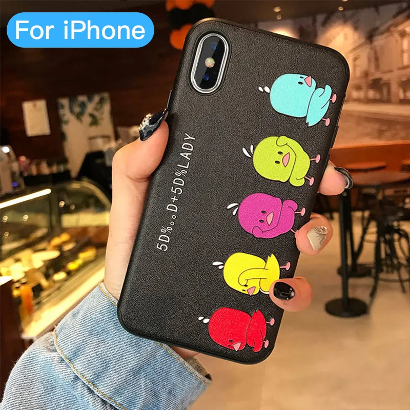 Милый мультяшный чехол для телефона iPhone 7 Plus 8 чехлы с желтой уткой силиконовая