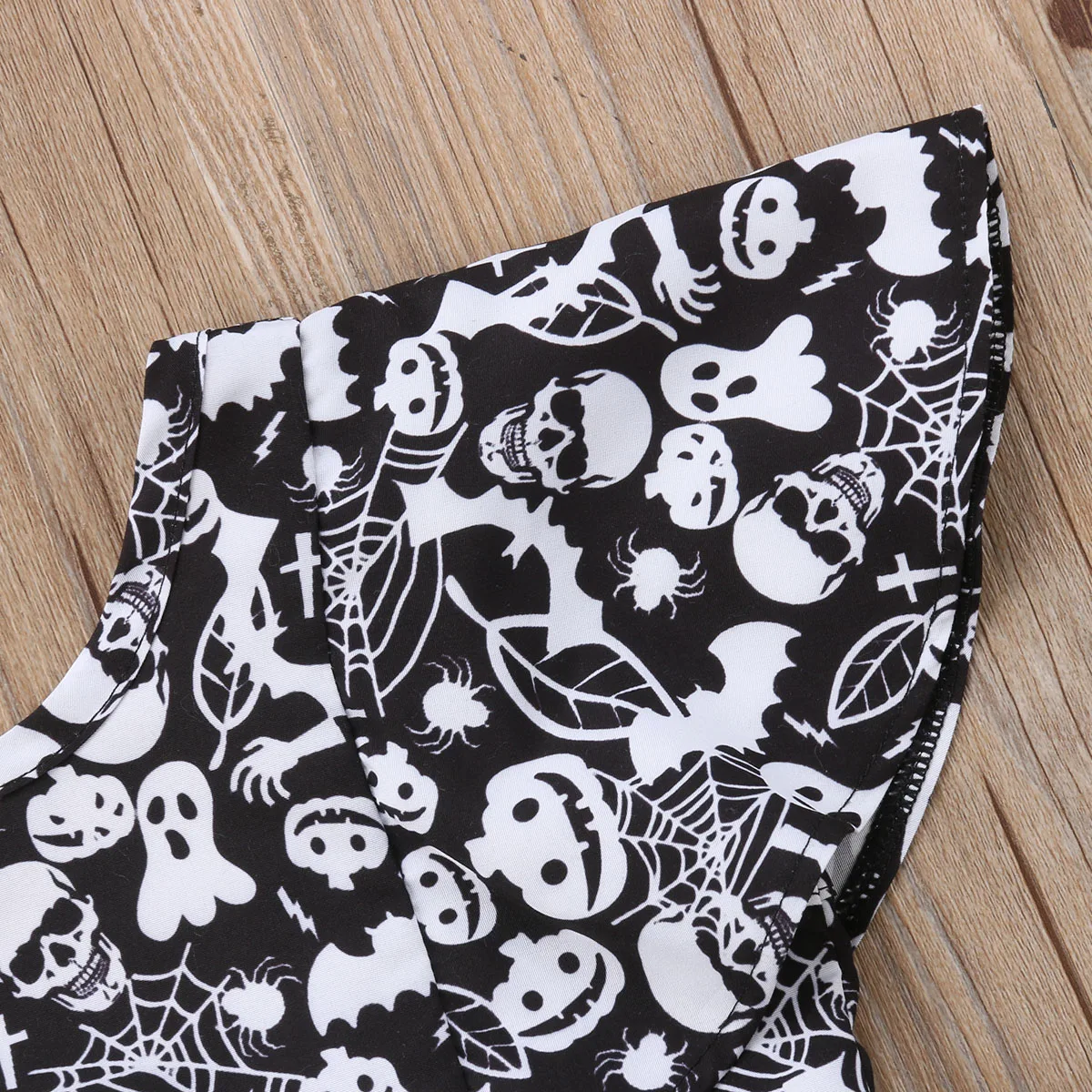 2018 Brand New Infant Toddler Kid Baby Girl Halloween Dovetail Dresses One-Piece Costumes Skull Pumpkin Ruffled Sleeveless Dress | Детская