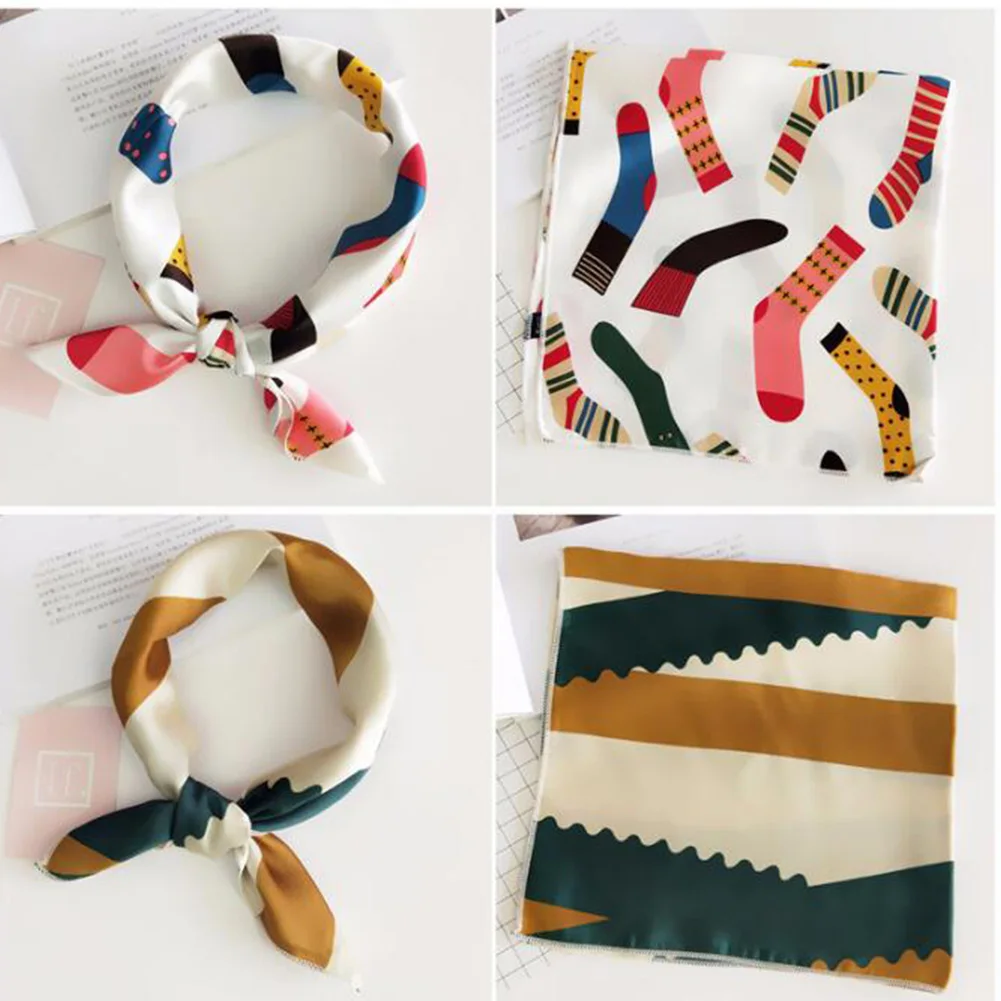 50*50cm Elegant Women's Polka Dot Striped Silk Head Neck Satin Scarf 2019 DIY Small Fashion Ladies Decorative Print Square |