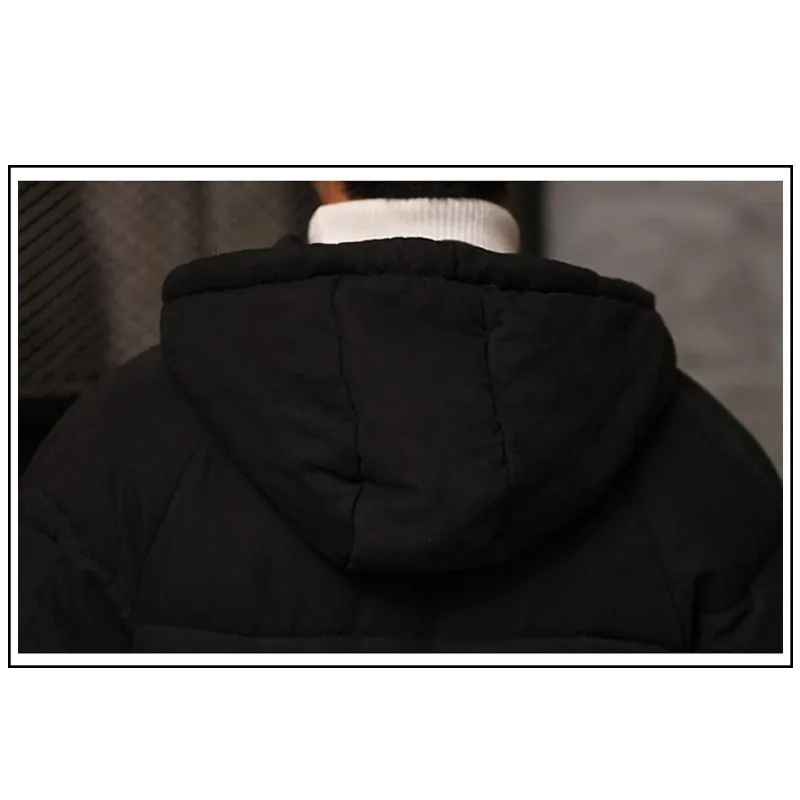 Men's Winter Jacket Large Size Solid Black Zipper Loose Parka Masculina Hoodie Thick Warm Bread Clothing Time limited