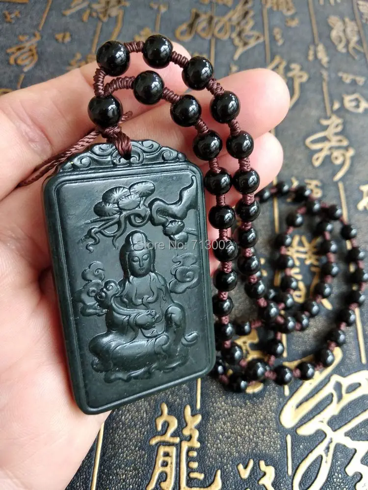 

100% Nature bottle green Jade Amulet jadeite Pendant Guanyin Guanyin Necklace Talisman