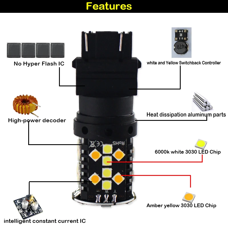 IJDM No Hyper Flash Car 3157 светодиодный Canbu P27/5 Вт P27/7 T25 светильник для Ford F-150 F-250 F-350 сигнала