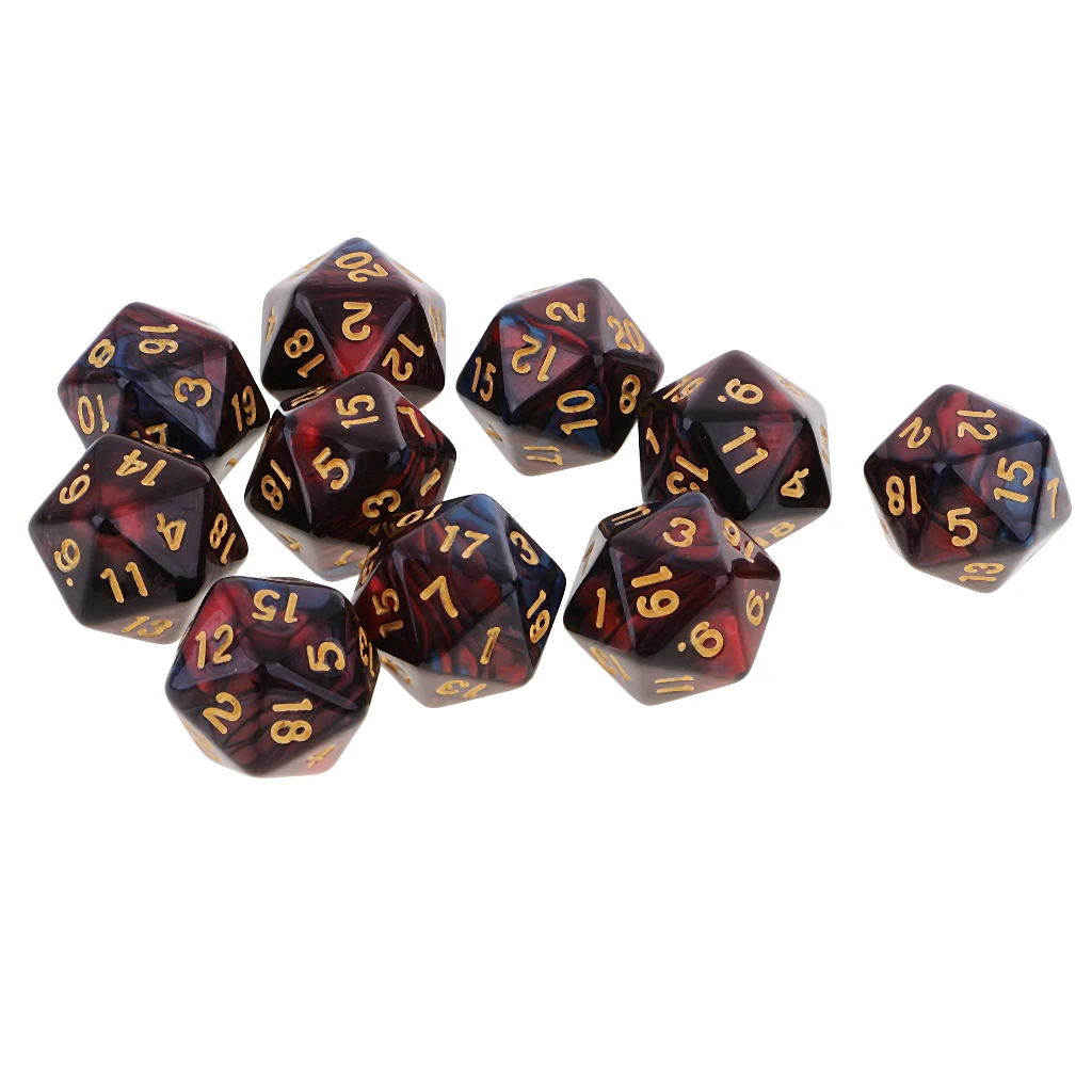 10 шт. 20 кубика D20 многогранные кости для игры ролевые высокого качества красные