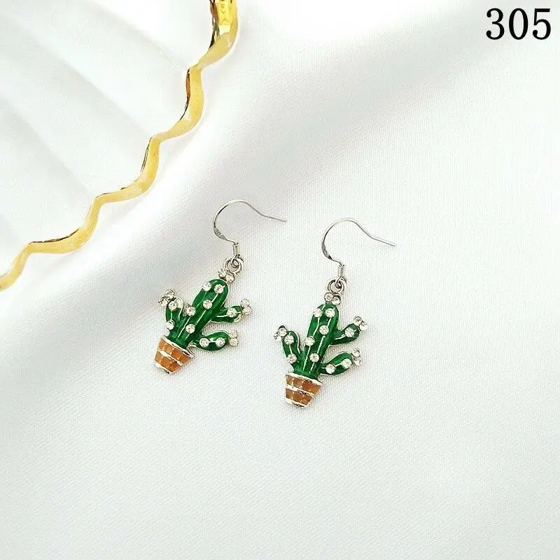 Hook Pendant Dangle Drop Cactus Statement Rainbow coconut tree Butterfly Potted Love Earrings Jewelry Eardrop | Украшения и