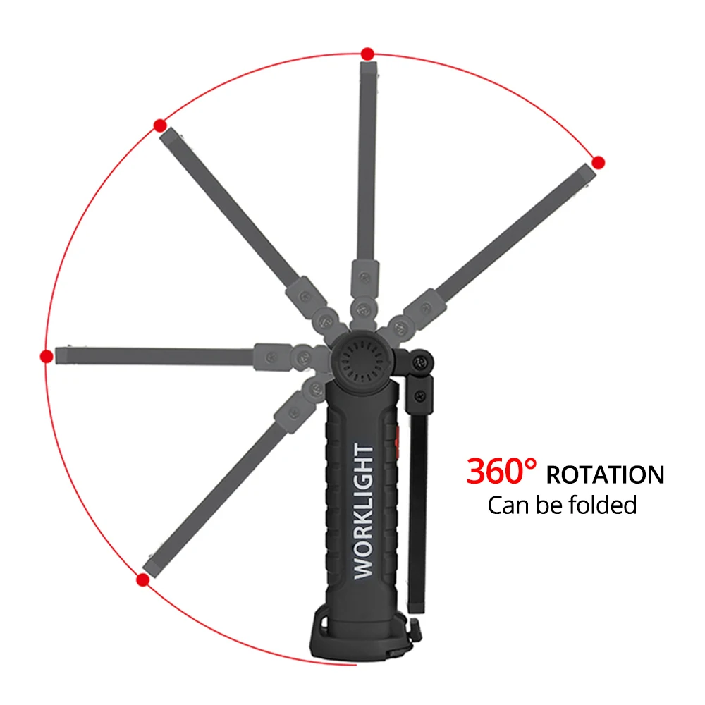 USB Перезаряжаемые Магнитный фонарь рабочий светильник светодиодный COB Складная