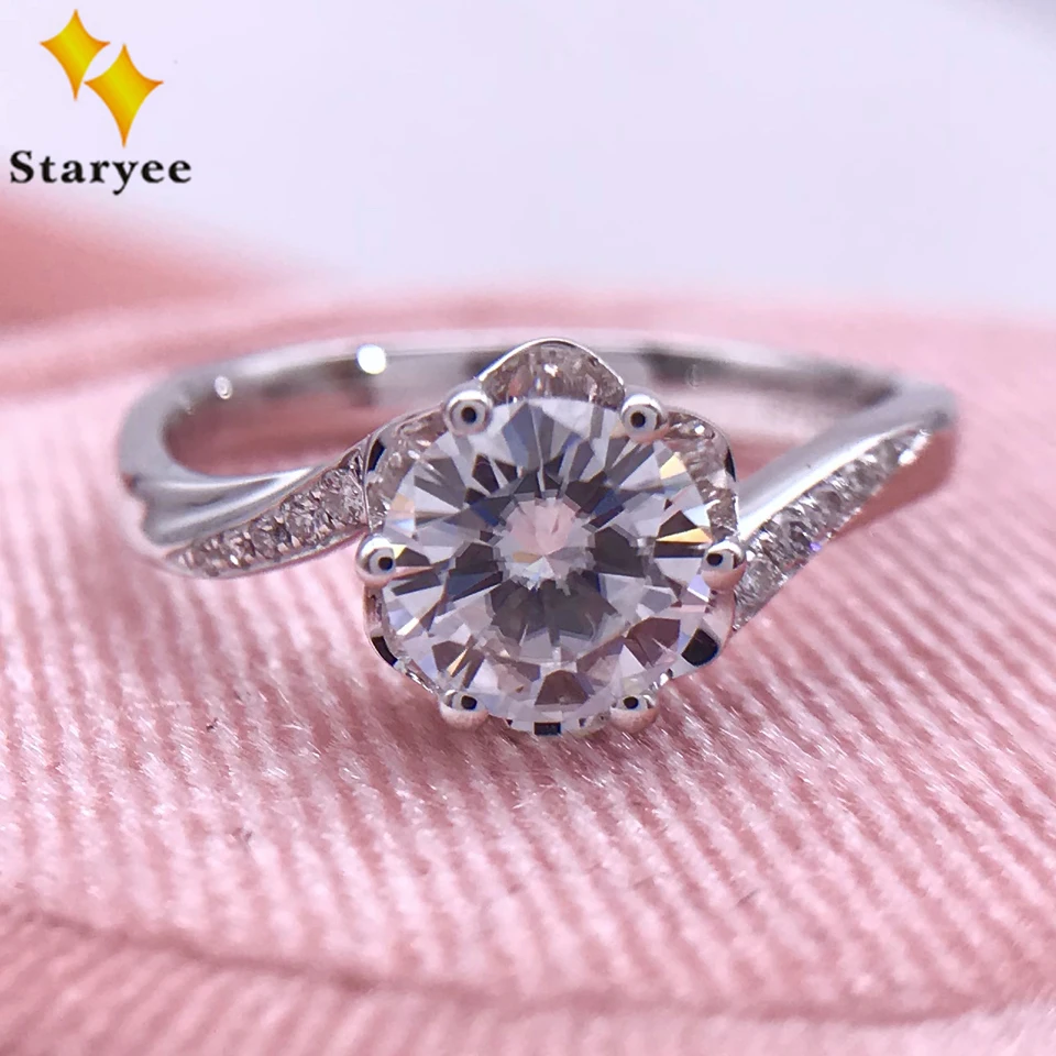 Обручальные кольца 0 8ct Charles Colvard Moissanite бесцветные с мусанитом из чистого 18