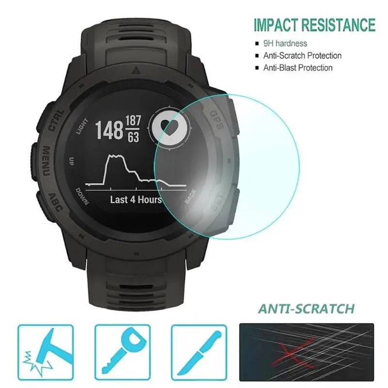 Ультратонкая защитная пленка из закаленного стекла для смарт часов Garmin