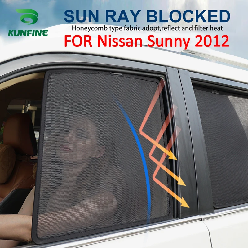 

4PCS/Set Magnetic Car Side Window SunShades Mesh Shade Blind For Nissan Sunny 2014-2019 Car Window Curtian Black