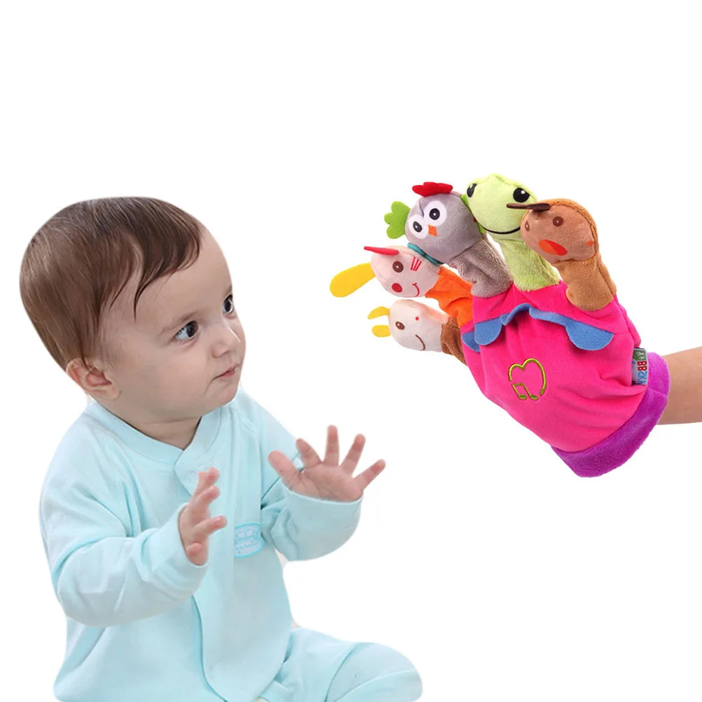 Parent-Child Interaction Toy Kids Gift Soft Animal Doll Gloves with Music Box Puppet Plush Finger Cartoon Story Telling | Игрушки и