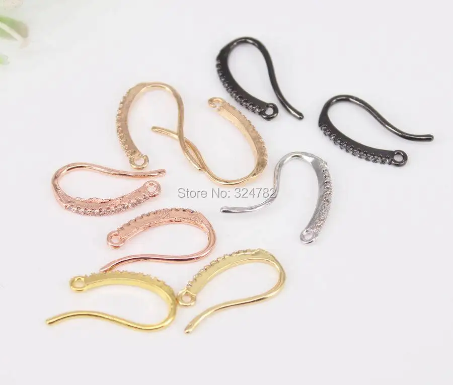 20pcs Micro Pave CZ Pendant Bails Hooks Earring One Touch Earrings Jewelry | Clip