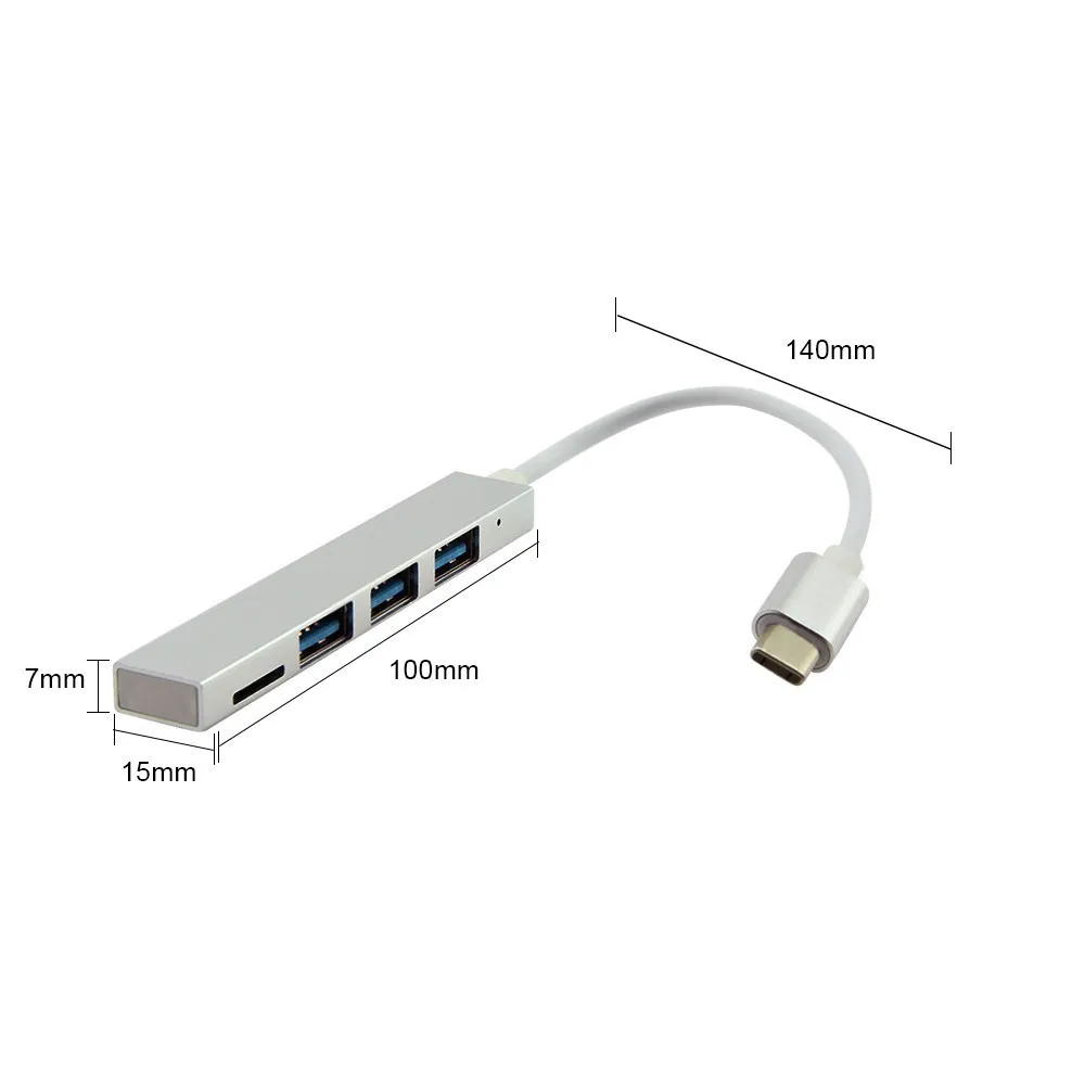 Хаб Type C 3 порта USB 0 хаб Высокоскоростной TF разветвитель Портативный Micro SD для
