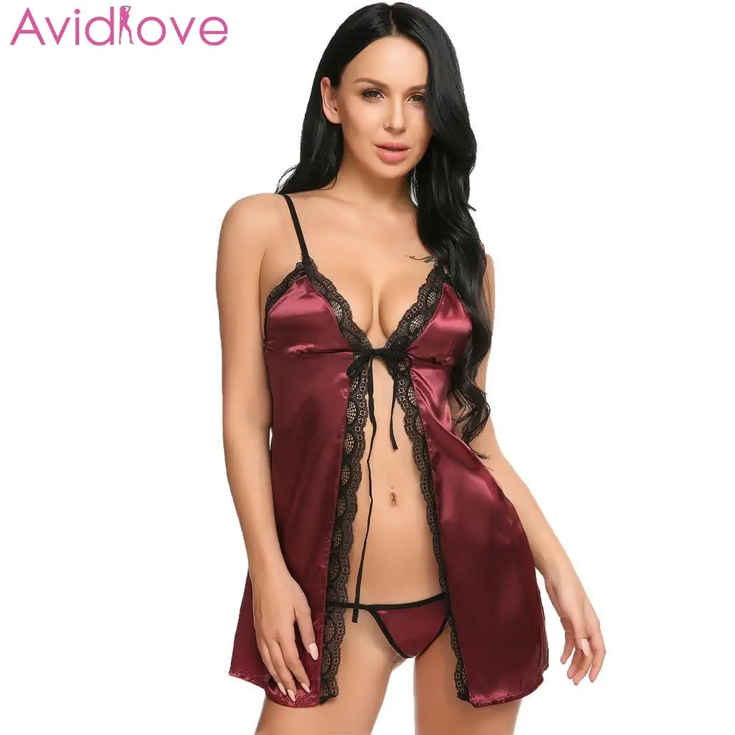 Женские шелковые пижамы Avidlove комплект из двух предметов с кружевными вставками и