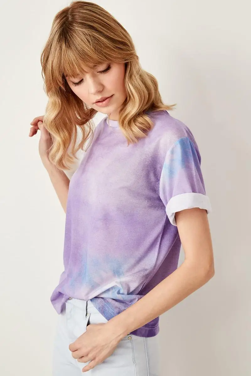 Trendyol фиолетовые Базовые Трикотажные футболки TWOSS19WP0013|Футболки| |
