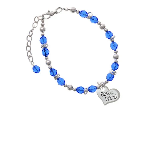 Silvertone большой ''лучший друг'' сердце Королевский браслет с голубыми