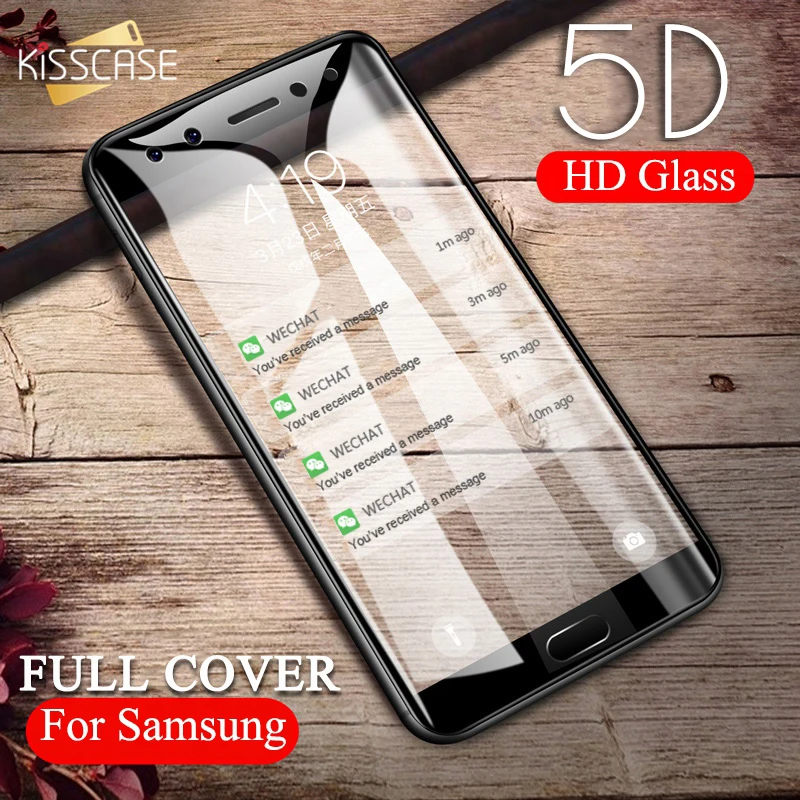 KISSCASE 5D закаленное стекло для Samsung Galaxy A3 A520 A6 A8 2018 Защитное экрана A5 A7 J3 J5 2016 2017