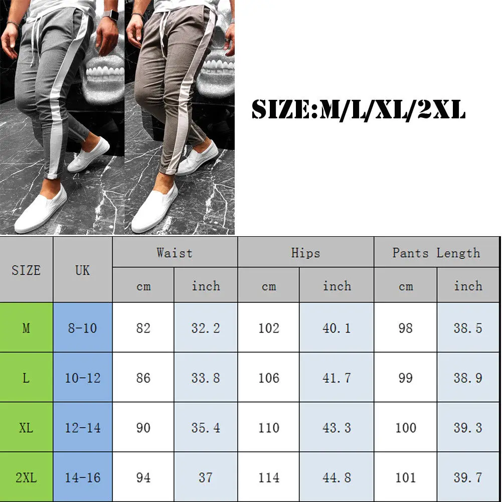 

Men's Track Pants Casual Sports Jogging Bottoms Houndstooth Side Stripe Zipper Joggers Gym Drawstring Sweats Trousers