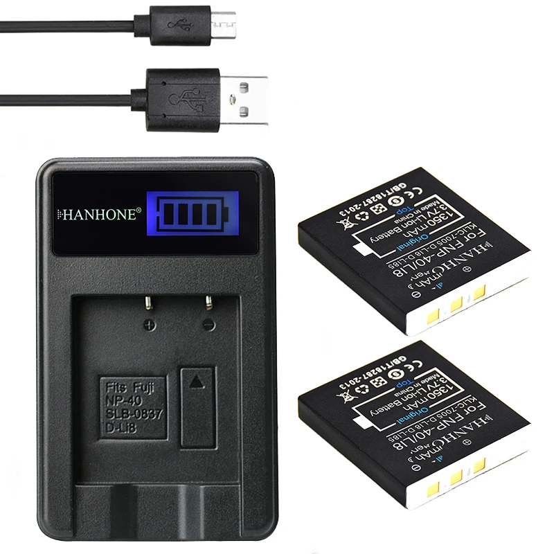 2 шт. 1350 мАч аккумулятор камеры + ЖК Зарядное устройство USB для BENQ DLI 102 FUJIFILM NP 40N 40 KODAK