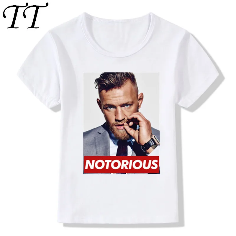 Новинка 2018 детские футболки для ММА Conor Mcgregor летние белые с принтом топы девочек и